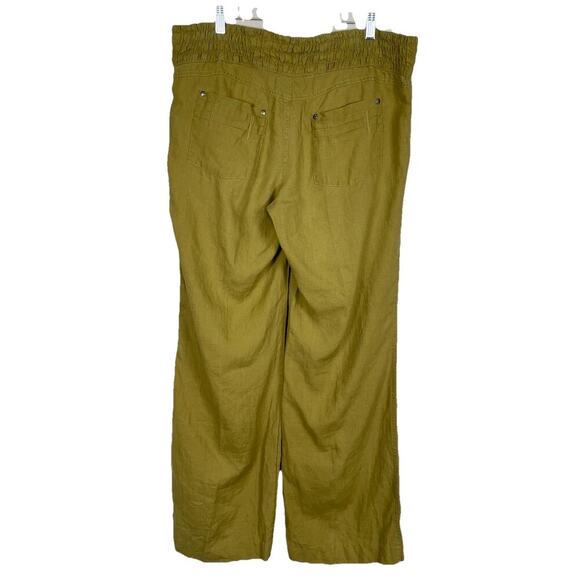 Athleta Lagoon 100% Linen Pants Women’s 14 Tall Green Moss Wide Leg Boho Coastal - Picture 2 of 14